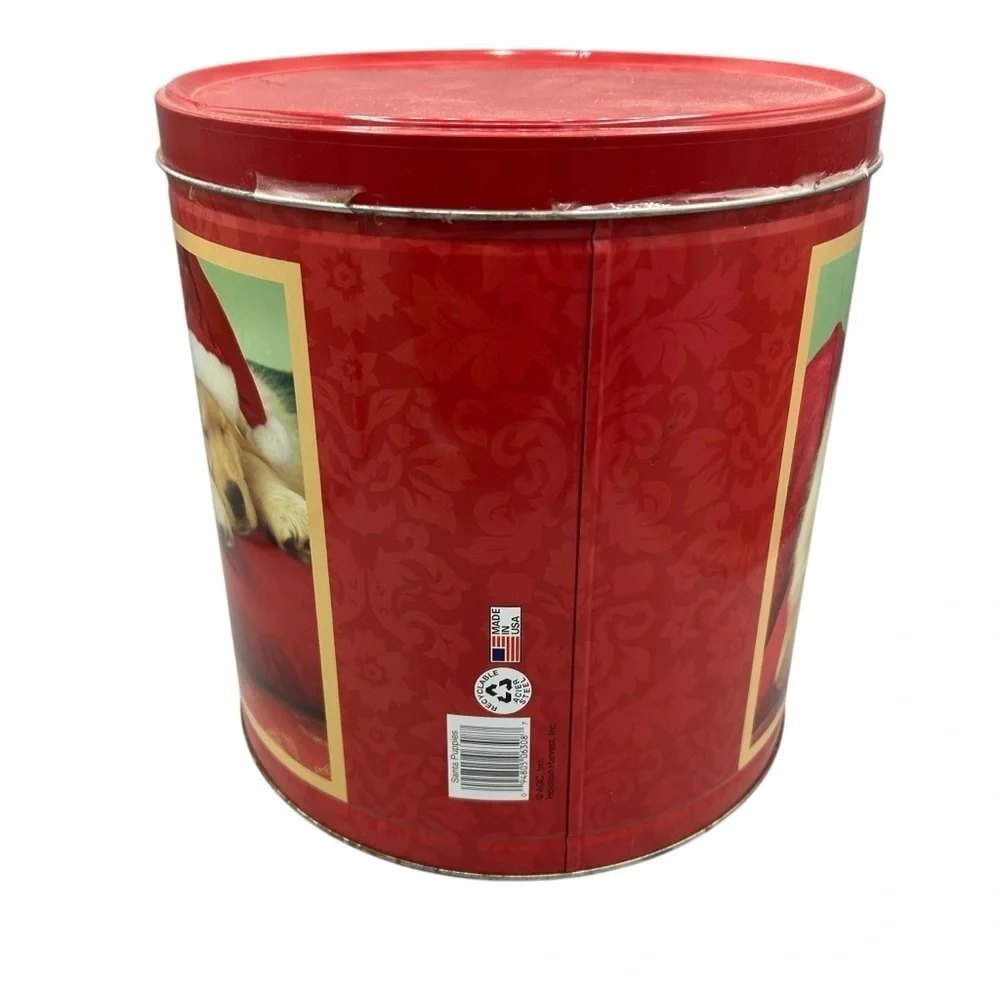 Christmas tin container holiday puppy tin storage decor gift box dog print